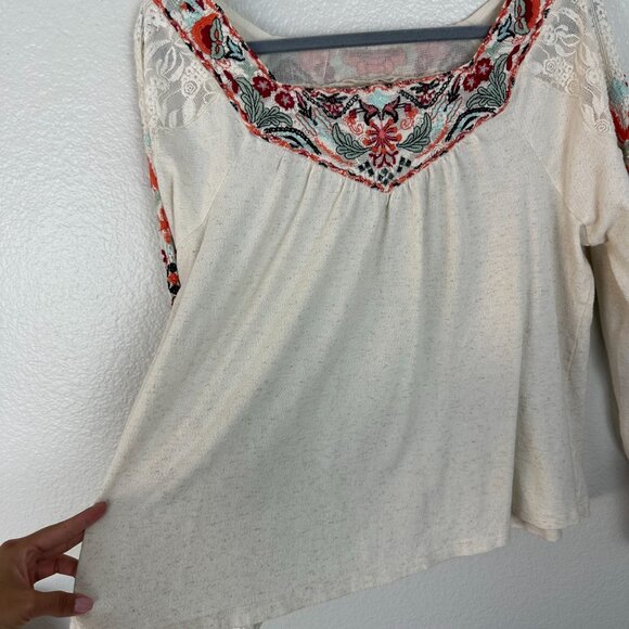 Soft Surroundings Mariella Floral Embroidered Linen Blend Boho Tunic Top XL - Picture 7 of 14